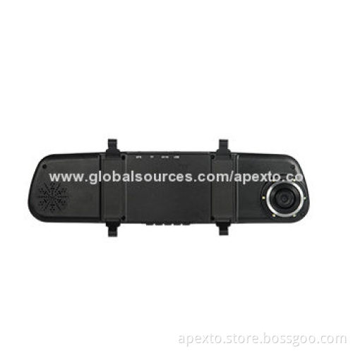 Rear-view Mirror Car DVR, 4.3-inch Full HD 720P Dual-lens, G-sensor, H.264, Supports Night Vision